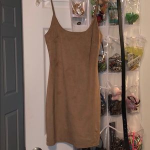 Suede chestnut mini dress